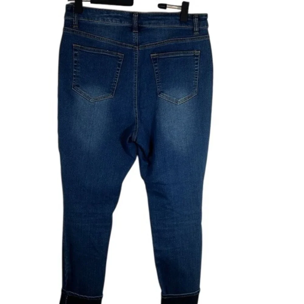 Faith jeans size 12‎ cuffed stretch blue denim